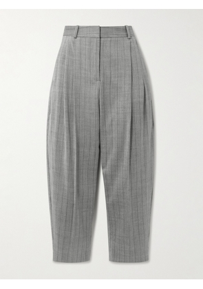 Stella McCartney - Cropped Pleated Pinstriped Wool-blend Twill Tapered Pants - Gray - IT34,IT36,IT38,IT40,IT42,IT44,IT46,IT48,IT50