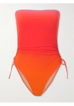 Lido - Sessantadue Strapless Ruched Dégradé Swimsuit - Multi - x small,small,medium,large,x large