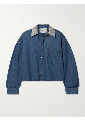 TWP - My Ex's Denim Cropped Crystal-embellished Denim Shirt - Blue - XXS,XS/S,M/L
