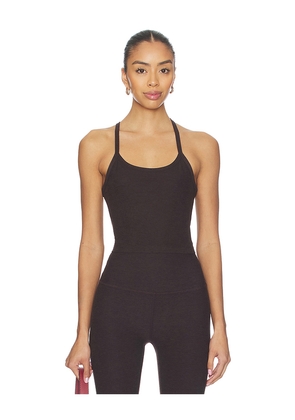 Beyond Yoga Spacedye Slim Racerback Cropped Tank Top in Chocolate. Size L. Also in S, XL, XS.