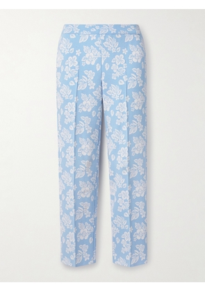 HIGH SPORT - Louis Cropped Floral-jacquard Straight-leg Pants - Blue - x small,small,medium,large,x large