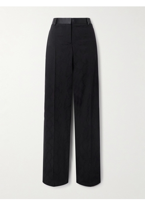 Stella McCartney - Satin-trimmed Wool-jjacquard Pants - Black - IT34,IT36,IT38,IT40,IT42,IT44,IT46