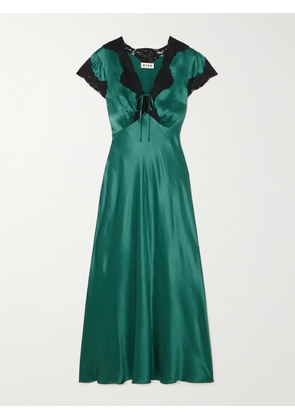 RIXO - Amari Lace-trimmed Satin Midi Dress - Green - UK 6,UK 8,UK 10,UK 12,UK 14,UK 16,UK 18,UK 20