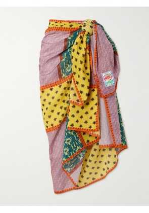Donde Esteban - Estrellitas Patchwork Printed Cotton And Silk-blend Pareo - Pink - One size