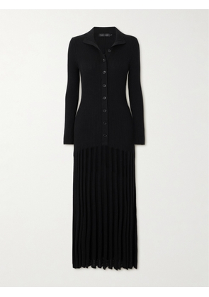 Proenza Schouler - Jada Pleated Ribbed-knit Wool Maxi Dress - Black - x small,small,medium,large,x large