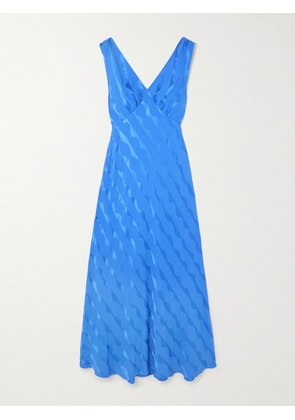 RIXO - Sandrine Satin-jacquard Midi Dress - Blue - UK 6,UK 8,UK 10,UK 12,UK 14,UK 16,UK 18,UK 20