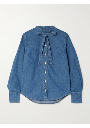 Veronica Beard - Gabby Tie-detailed Denim Shirt - Blue - US0,US2,US4,US6,US8,US10,US12
