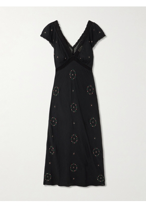 RIXO - Iggy Lace-trimmed Embroidered Voile Midi Dress - Black - UK 6,UK 8,UK 10,UK 12,UK 14,UK 16,UK 18,UK 20