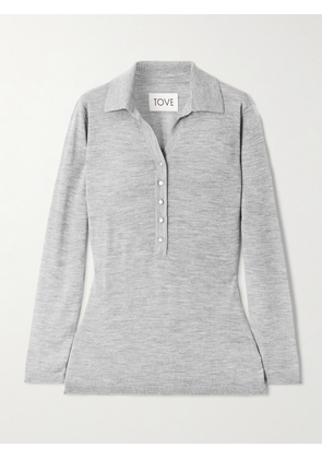 TOVE - Austine Wool And Silk-blend Polo Shirt - Gray - x small,small,medium,large
