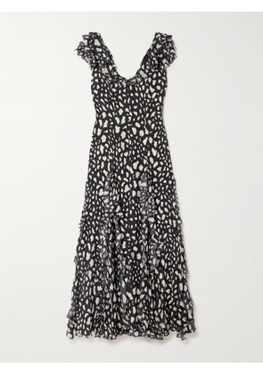 RIXO - Ambika Ruffled Printed Silk-chiffon Midi Dress - Multi - UK 6,UK 8,UK 10,UK 12,UK 14,UK 16,UK 18,UK 20