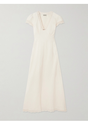 RIXO - Clarice Lace-trimmed Linen-blend Midi Dress - Cream - UK 6,UK 8,UK 10,UK 12,UK 14,UK 16,UK 18,UK 20
