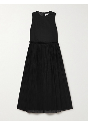 Jil Sander - Ruffled Plissé Cotton-voile Midi Dress - Black - FR 34,FR 36,FR 38,FR 40
