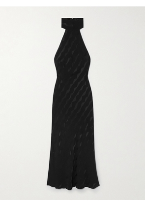 RIXO - Maura Satin-jacquard Halterneck Midi Dress - Black - UK 6,UK 8,UK 10,UK 12,UK 14,UK 16,UK 18,UK 20