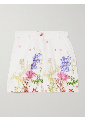 Charo Ruiz - Pansy Guipure Lace-trimmed Floral-print Cotton-blend Voile Shorts - White - x small,small,medium,large,x large