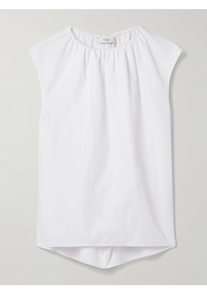 Tibi - Gathered Poplin Top - White - xx small,x small,small,medium,large,x large