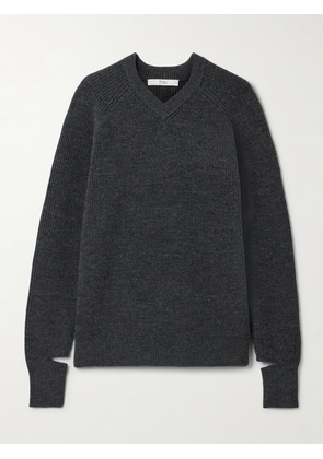 Tibi - Cutout Ribbed Wool-blend Sweater - Gray - x small,small,medium,large,x large