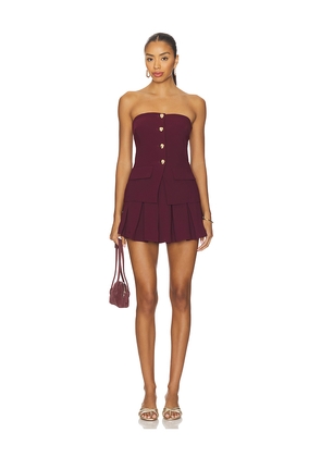 Amanda Uprichard x REVOLVE Kourt Skort Romper in Wine. Size L. Also in M, S.