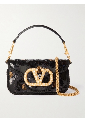 Valentino Garavani - Locò Sequin-embellished Crepe Shoulder Bag - Black - One size