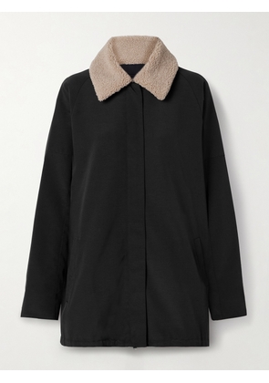 Tibi - Oversized Fleece-trimmed Canvas Jacket - Black - xx small,x small,small,medium,large