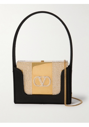 Valentino Garavani - Minaudiere Mini Embellished Satin-trimmed Gold-tone Bag - Black - One size