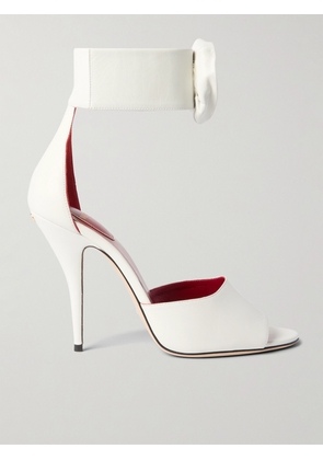 Valentino Garavani - Drip Rose 105 Crystal-embellished Buckled Leather Sandals - White - IT35,IT36,IT36.5,IT37,IT37.5,IT38,IT38.5,IT39,IT39.5,IT40