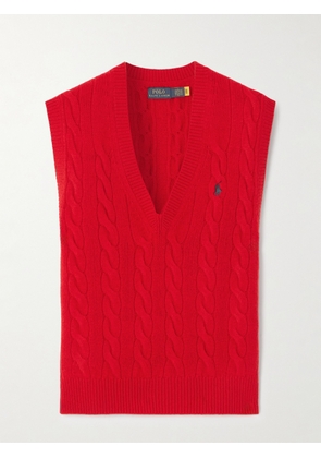 Polo Ralph Lauren - Cable-knit Wool And Cashmere-blend Vest - Red - xx small,x small,small,medium,large,x large