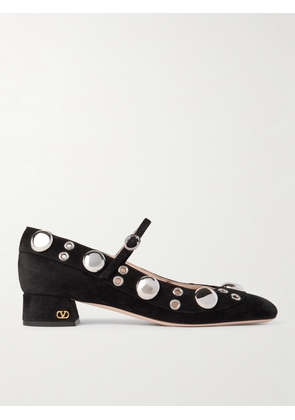 Valentino Garavani - Nellcote 30 Embellished Mary Jane Suede Pumps - Black - IT36,IT36.5,IT37,IT37.5,IT38,IT38.5,IT39,IT39.5,IT40,IT40.5,IT41,IT41.5,IT42