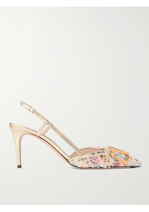Valentino Garavani - Vlogo Embellished Metallic Leather Slingback Pumps - Multi - IT36,IT36.5,IT37,IT37.5,IT38,IT38.5,IT39,IT39.5,IT40,IT40.5,IT41