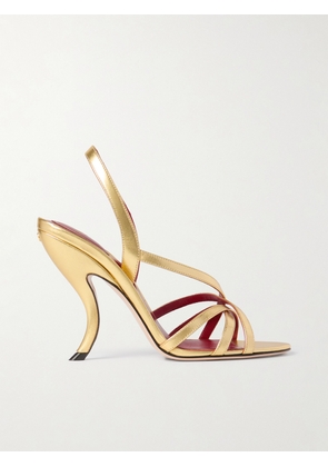 Valentino Garavani - Fetishique 105 Metallic Leather Slingback Sandals - Gold - IT35,IT36,IT36.5,IT37,IT37.5,IT38,IT38.5,IT39,IT39.5,IT40,IT41