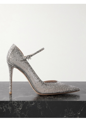 Gianvito Rossi - Rania 95 Suede-trimmed Crystal-embellished Organza Pumps - Silver - IT36,IT36.5,IT37,IT37.5,IT38,IT38.5,IT39,IT39.5,IT40,IT40.5,IT41,IT41.5,IT42