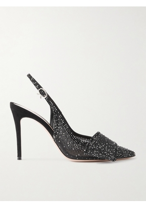 Gianvito Rossi - 95 Suede-trimmed Crystal-embellished Organza Slingback Pumps - Black - IT36,IT36.5,IT37,IT37.5,IT38,IT38.5,IT39,IT39.5,IT40,IT40.5,IT41,IT41.5,IT42