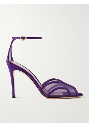 Gianvito Rossi - 95 Suede-trimmed Mesh Sandals - Purple - IT36,IT36.5,IT37,IT37.5,IT38,IT38.5,IT39,IT39.5,IT40,IT40.5,IT41,IT41.5,IT42