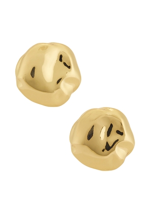 Ettika Molten Spheres Large Stud Earrings in Metallic Gold.