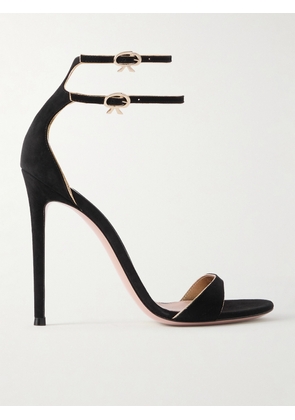Gianvito Rossi - 110 Metallic Leather-trimmed Suede Sandals - Black - IT36,IT36.5,IT37,IT37.5,IT38,IT38.5,IT39,IT39.5,IT40,IT40.5,IT41,IT41.5,IT42