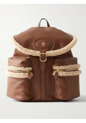 BALLY - Shearling-trimmed Leather Backpack - Brown - One size