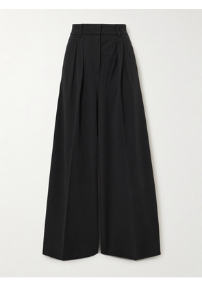 Max Mara - Natale Pleated Wool-jersey Wide-leg Pants - Black - x small,small,medium,large,x large