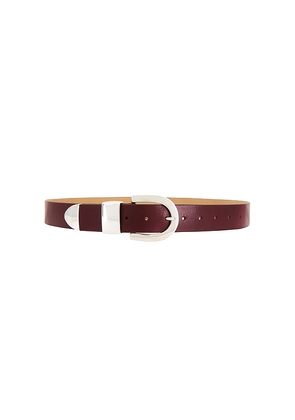BLACK SUEDE STUDIO Mena Belt in Burgundy. Size L. Also in M.