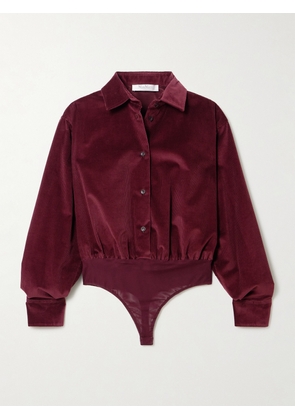 Max Mara - Stretch Cotton-corduroy Bodysuit - Red - UK 4,UK 6,UK 8,UK 10,UK 12,UK 14,UK 16,UK 18