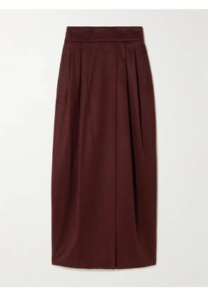 Max Mara - Pleated Camel Hair Maxi Skirt - Red - UK 4,UK 6,UK 8,UK 10,UK 12,UK 14,UK 16