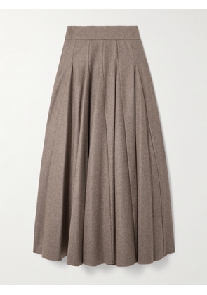 Max Mara - Pleated Stretch-wool Felt Maxi Skirt - Brown - UK 4,UK 6,UK 8,UK 10,UK 12,UK 14,UK 16