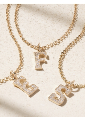 Marlo Laz - Initial Charm 14-karat Gold Diamond Necklace - A,E,F,G,K,M,R,S