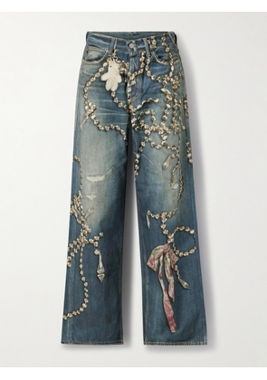 Acne Studios - Trompe L'oeil Printed High-rise Wide-leg Jeans - Blue - xx small,x small,small,medium,large,x large