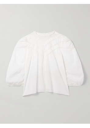 DÔEN - Adelphine Crochet-trimmed Pintucked Organic Cotton-voile Blouse - White - xx small,x small,small,medium,large,x large,xx large