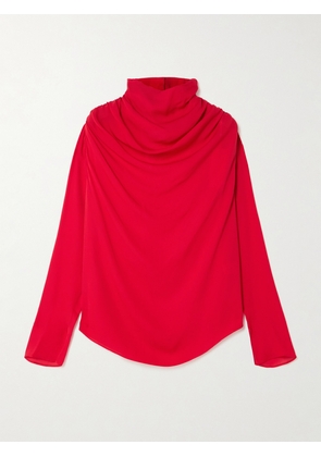 KALLMEYER - Tabitha Draped Silk-georgette Blouse - Red - US0,US2,US4,US6,US8,US10