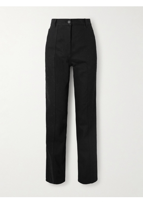 Cecilie Bahnsen - Bliss Embroidered Cotton-gabardine Straight-leg Pants - Black - UK 4,UK 6,UK 8,UK 10,UK 12,UK 14