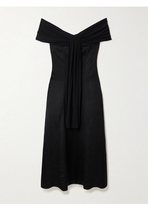 Abadia - Off-the-shoulder Voile And Stretch-bamboo Jersey Midi Dress - Black - US2,US4,US6,US8,US10,US12
