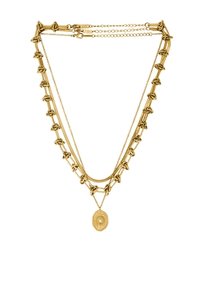 Amber Sceats Raya Necklace in Metallic Gold.