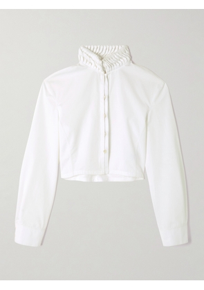 Alaïa - Cropped Folded Cotton-poplin Shirt - White - FR 34,FR 36,FR 38,FR 40,FR 42,FR 44