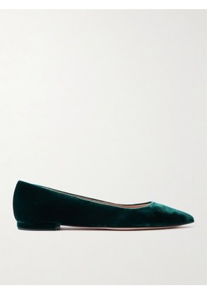 Gianvito Rossi - Velvet Point-toe Flats - Green - IT36,IT36.5,IT37,IT37.5,IT38,IT38.5,IT39,IT39.5,IT40,IT40.5,IT41,IT41.5,IT42