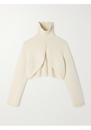 Alaïa - Cropped Cashmere-blend Turtleneck Sweater - Ivory - FR 34,FR 36,FR 38,FR 40,FR 42,FR 44